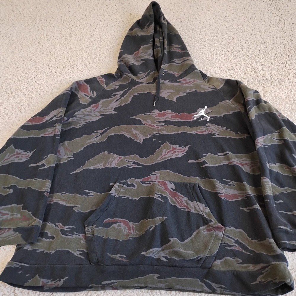 Nike Air Jordan Hoodie Mens 3XL Tiger Camouflage Lined Logo Pullover Basketball